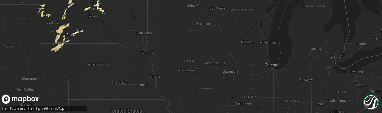 Hail map in Nebraska on June 25, 2012