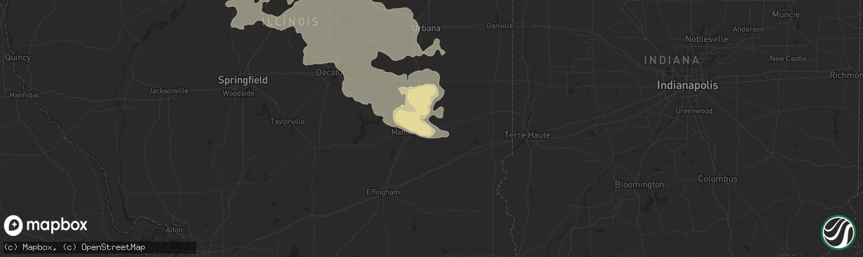 Hail map in Charleston, IL on June 25, 2013