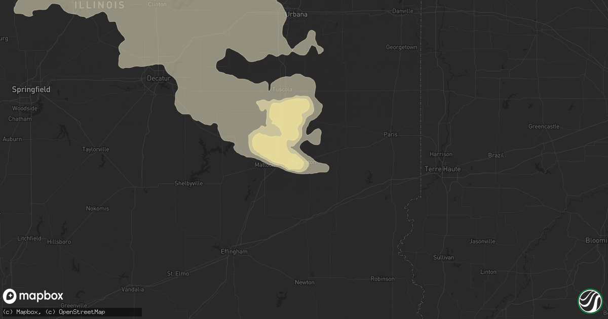 Hail map in Charleston, IL on June 25, 2013