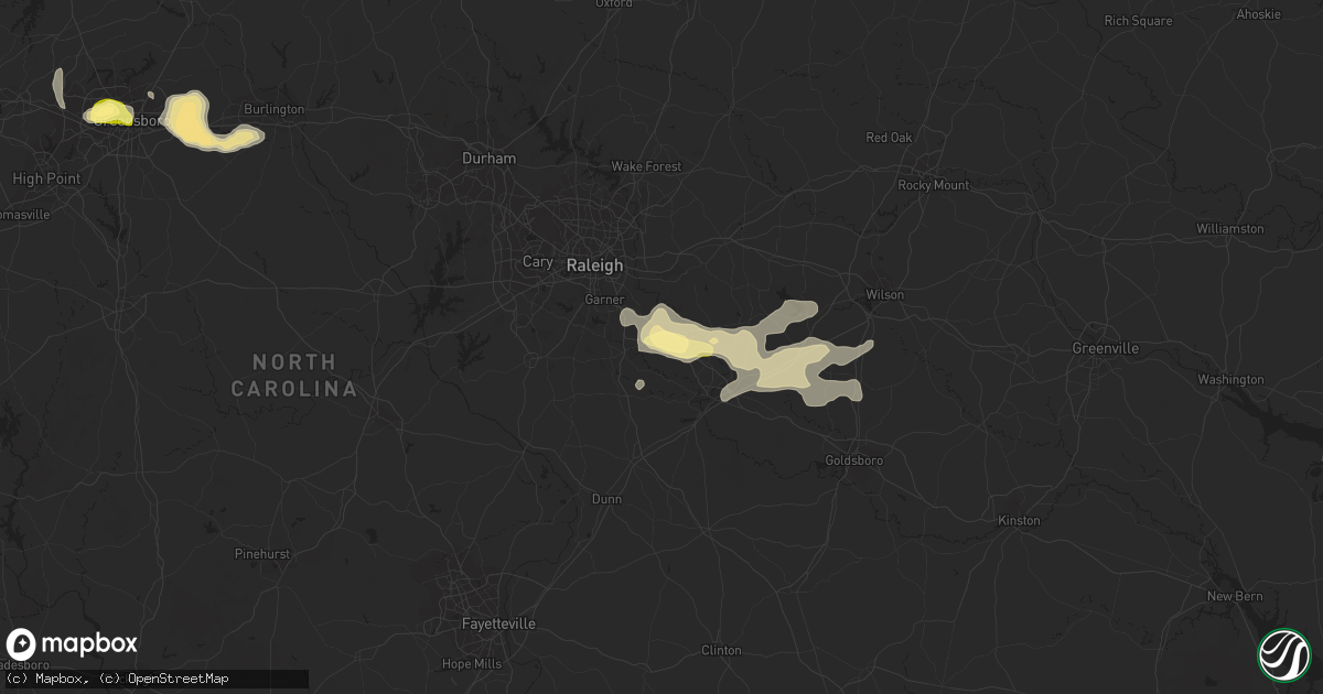 Hail map in Clayton, NC on June 25, 2013