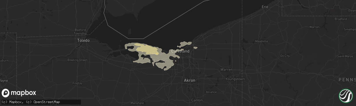 Hail map in Cleveland, OH on June 25, 2013