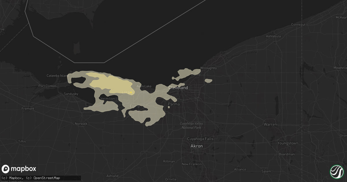 Hail map in Cleveland, OH on June 25, 2013