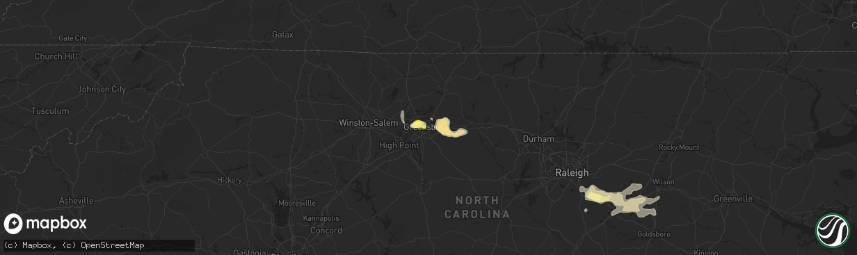 Hail map in Greensboro, NC on June 25, 2013