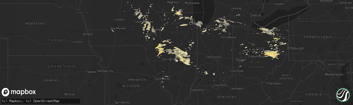 Hail map in Illinois on June 25, 2013