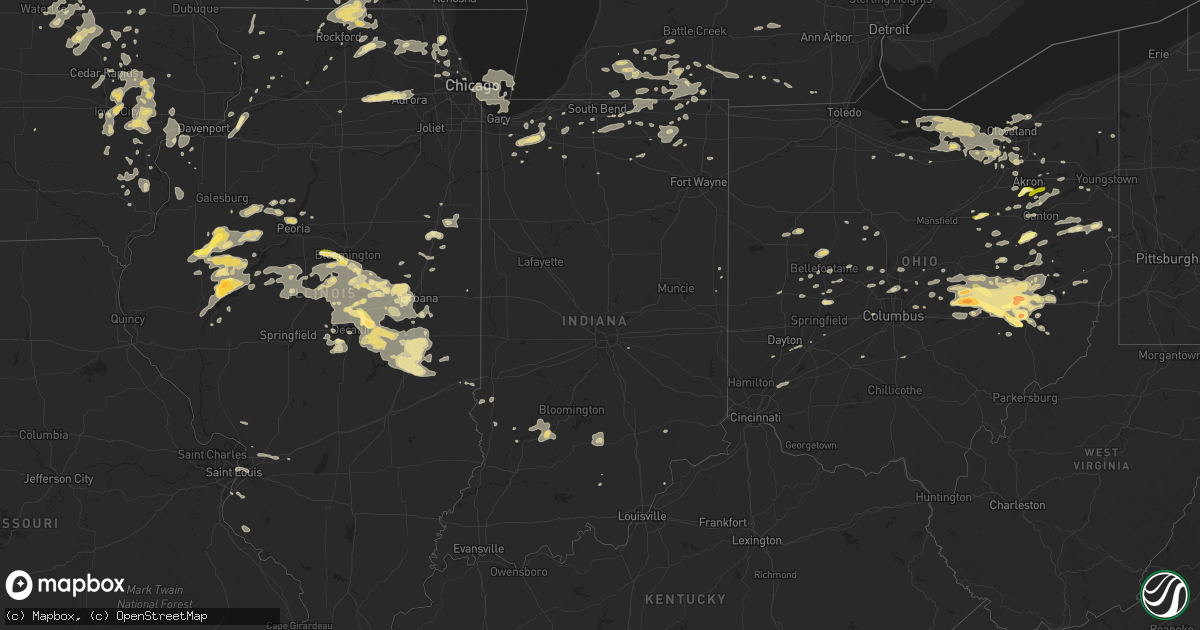 Hail map in Indiana on June 25, 2013