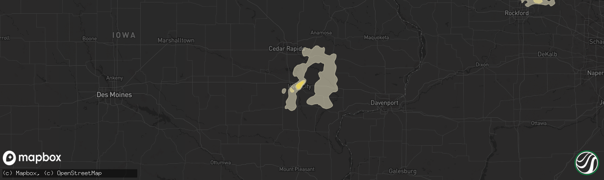 Hail map in Iowa City, IA on June 25, 2013