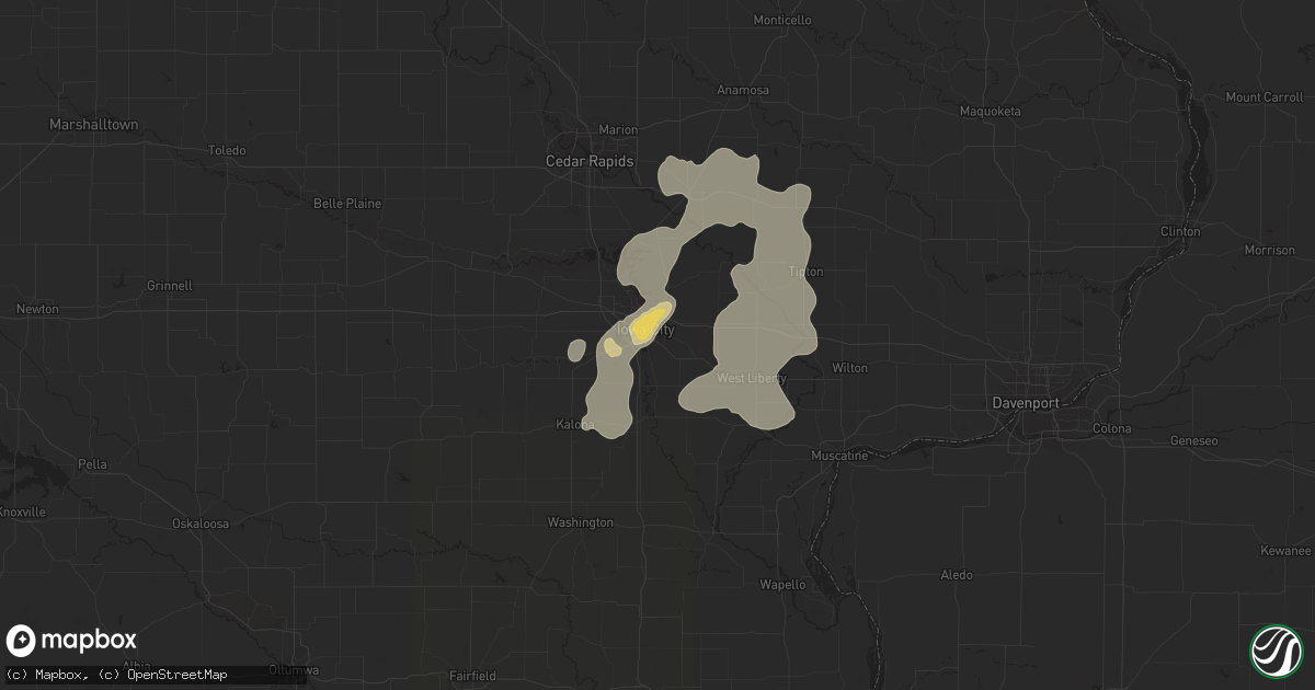 Hail map in Iowa City, IA on June 25, 2013