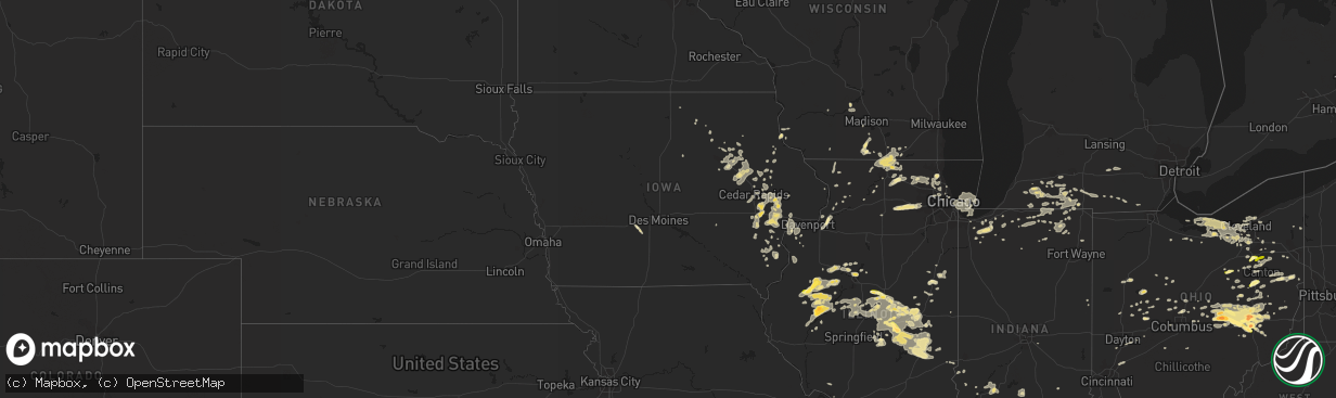 Hail map in Iowa on June 25, 2013