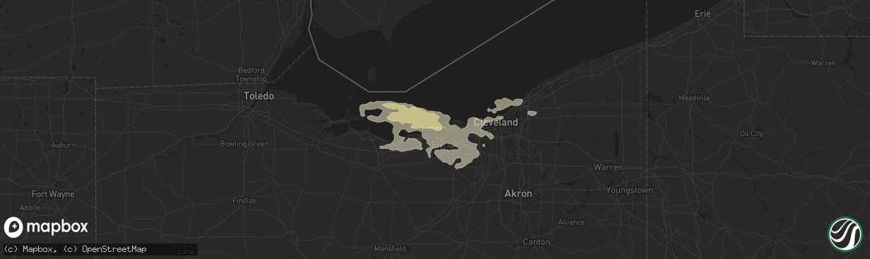 Hail map in Lorain, OH on June 25, 2013