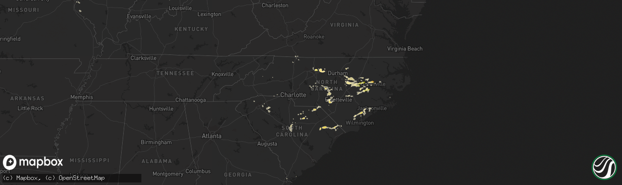 Hail map in North Carolina on June 25, 2013