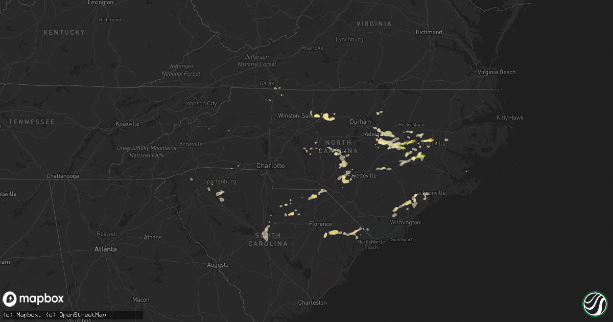 Hail map in North Carolina on June 25, 2013