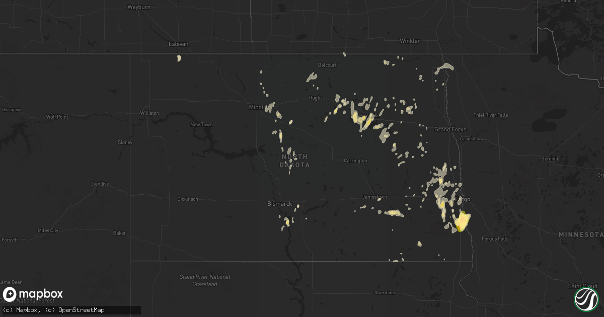 Hail map in North Dakota on June 25, 2013