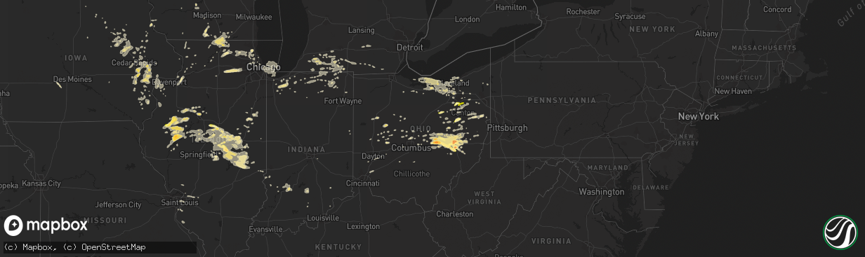 Hail map in Ohio on June 25, 2013