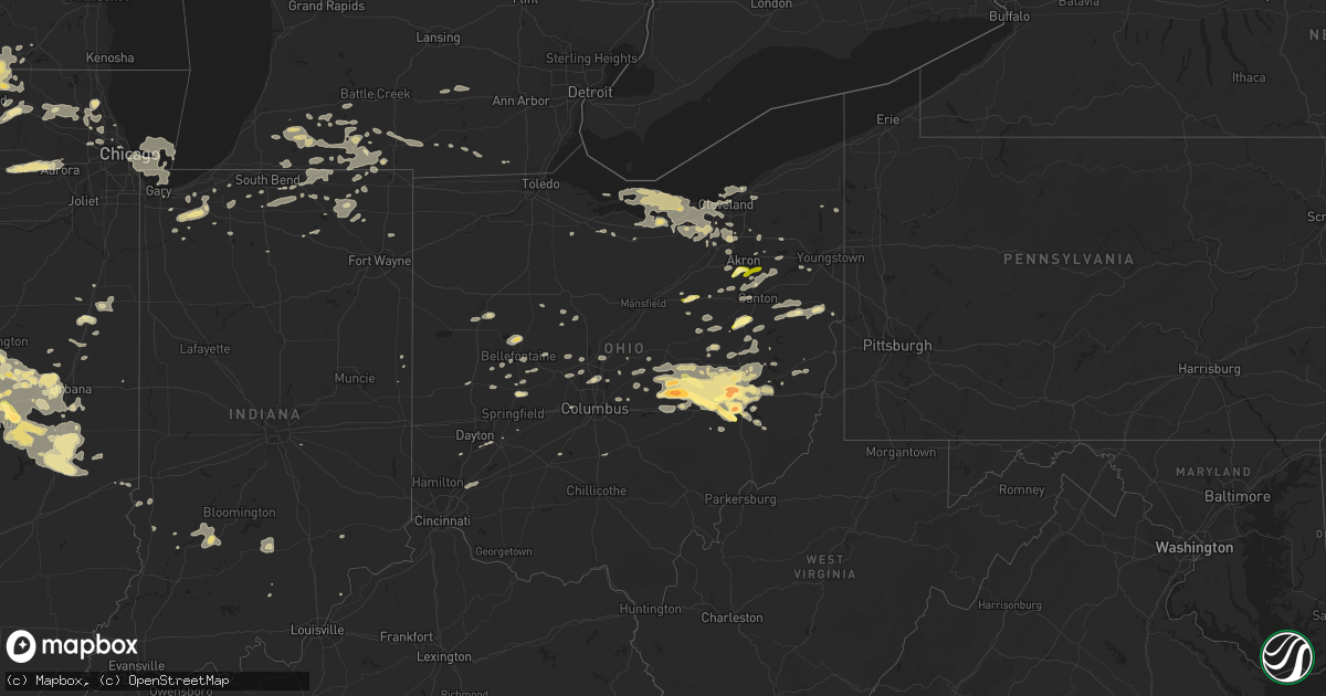 Hail map in Ohio on June 25, 2013