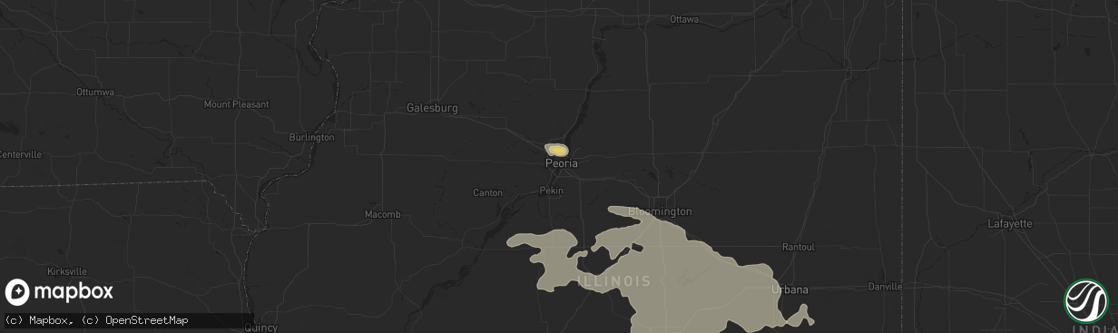 Hail map in Peoria, IL on June 25, 2013