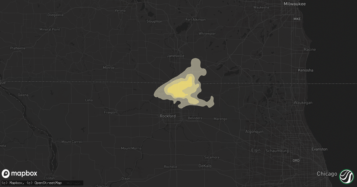 Hail map in Roscoe, IL on June 25, 2013