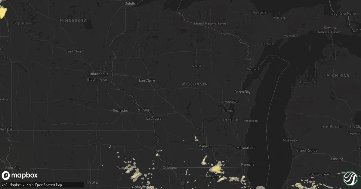 Hail map in Wisconsin on June 25, 2013