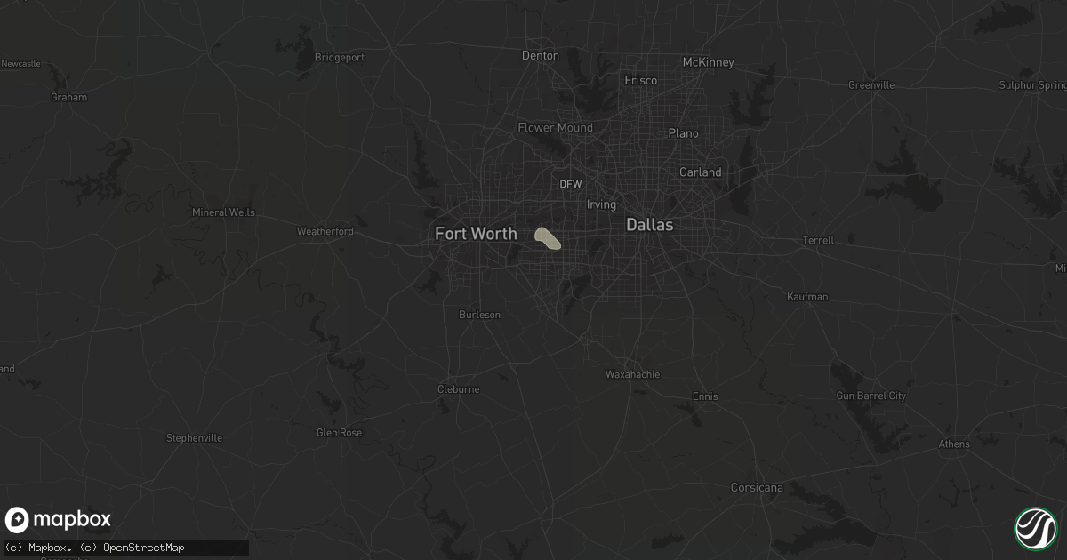 Hail map in Arlington, TX on June 25, 2014