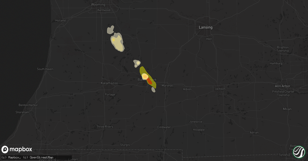 Hail map in Battle Creek, MI on June 25, 2014
