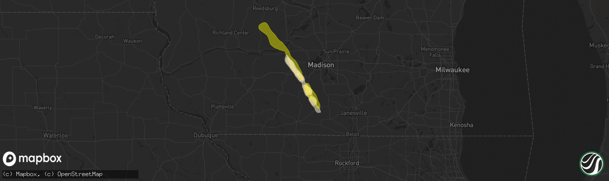 Hail map in Belleville, WI on June 25, 2014