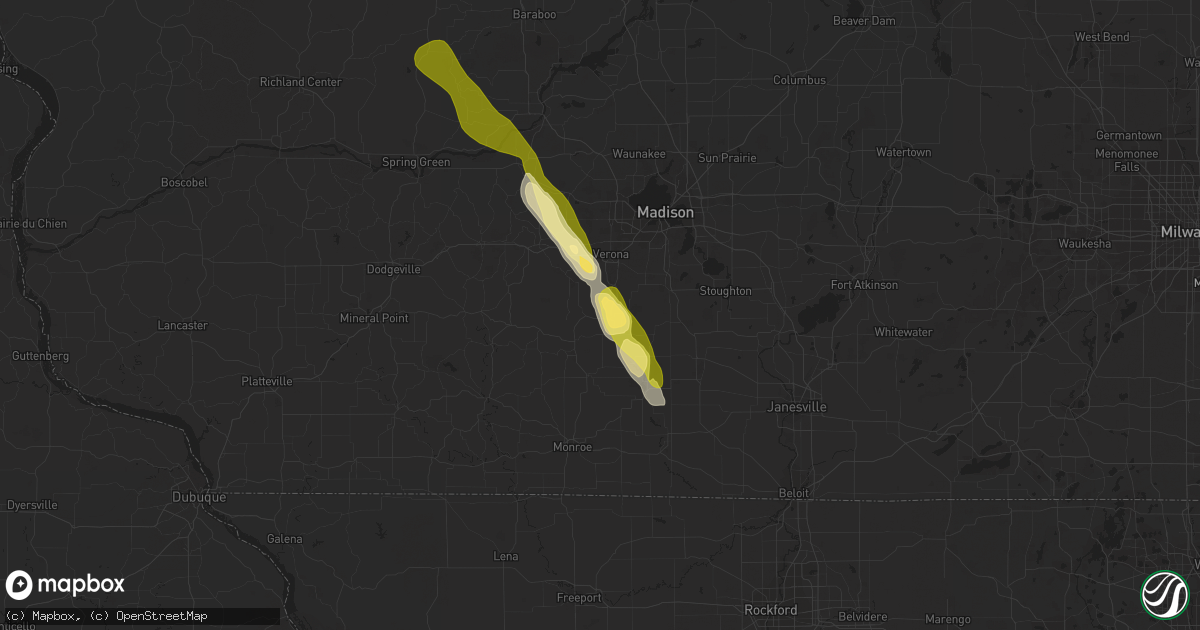 Hail map in Belleville, WI on June 25, 2014