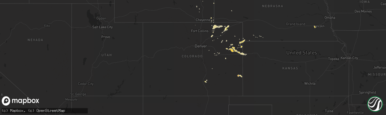 Hail map in Colorado on June 25, 2014