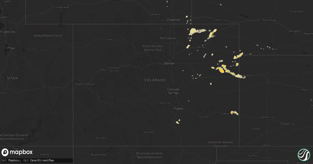 Hail map in Colorado on June 25, 2014