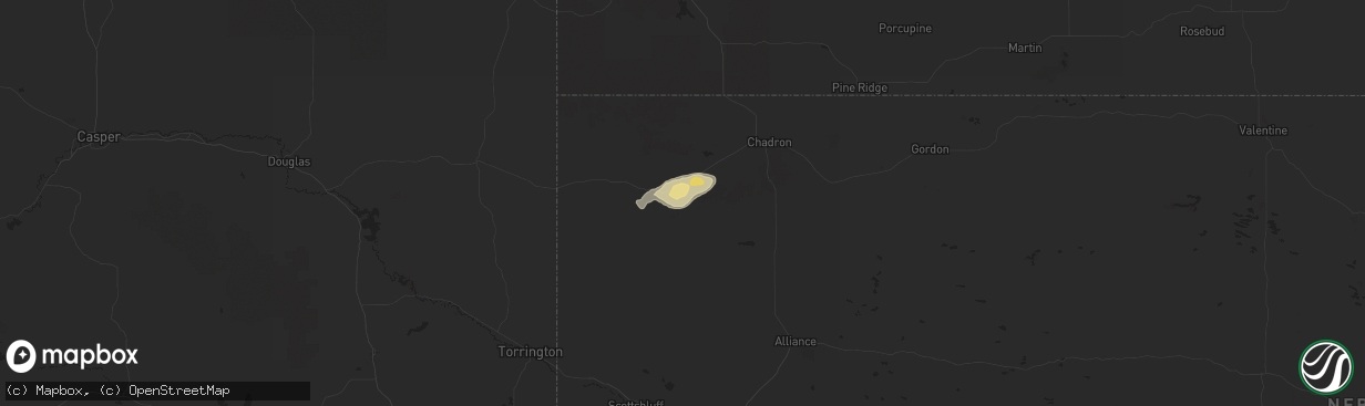 Hail map in Crawford, NE on June 25, 2014