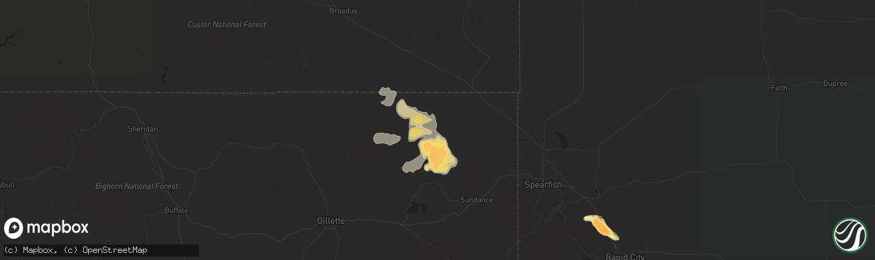 Hail map in Hulett, WY on June 25, 2014