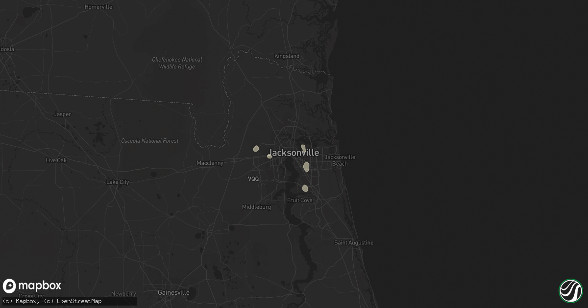 Hail map in Jacksonville, FL on June 25, 2014