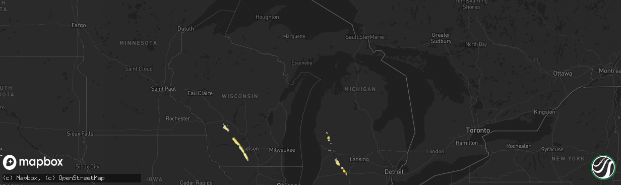 Hail map in Michigan on June 25, 2014