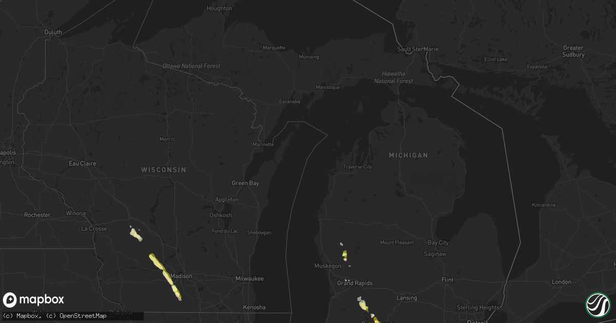 Hail map in Michigan on June 25, 2014