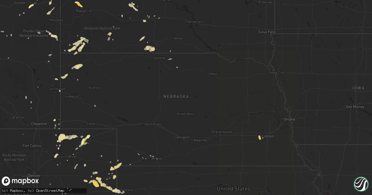 Hail map in Nebraska on June 25, 2014