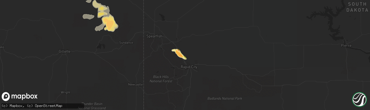 Hail map in Piedmont, SD on June 25, 2014