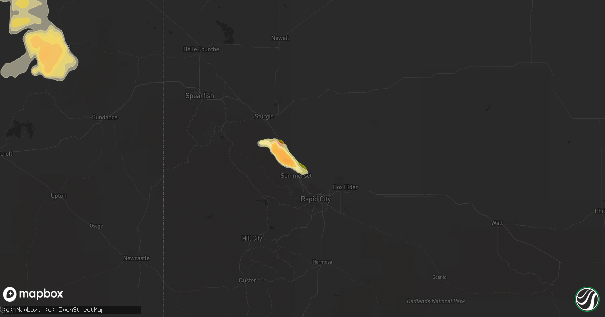 Hail map in Piedmont, SD on June 25, 2014