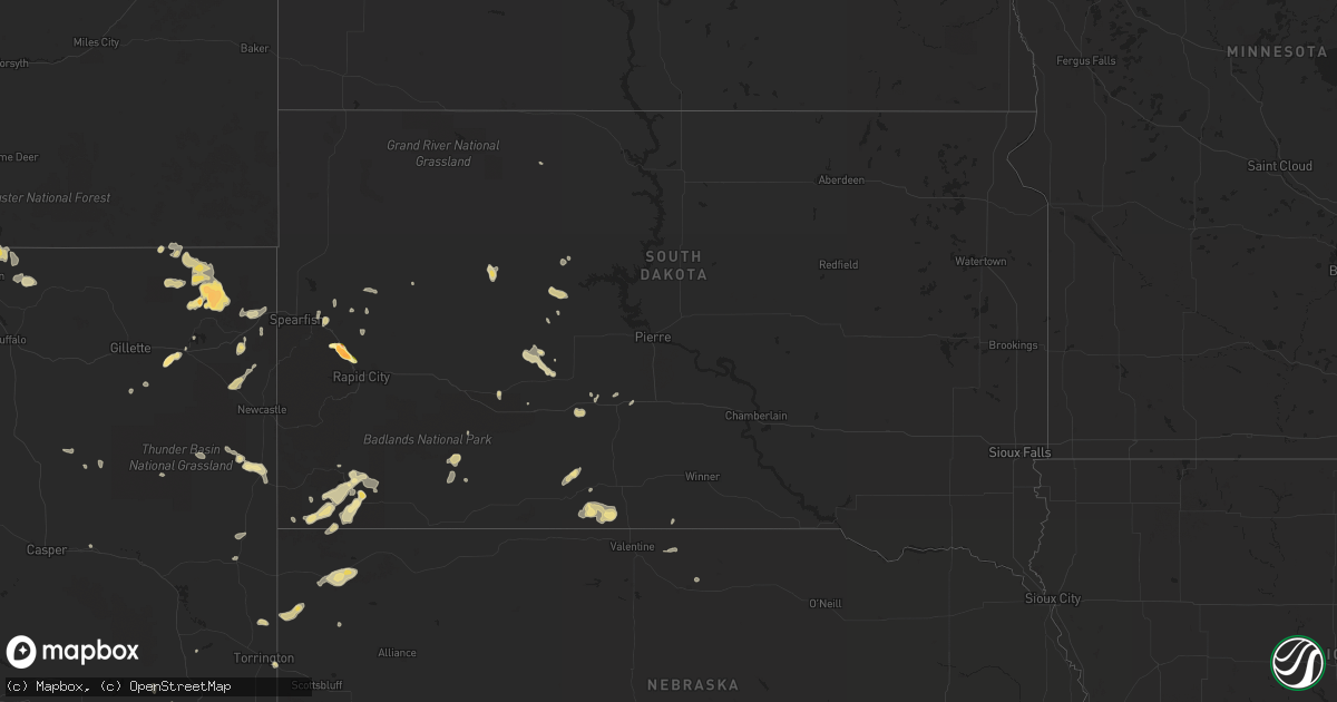 Hail map in South Dakota on June 25, 2014