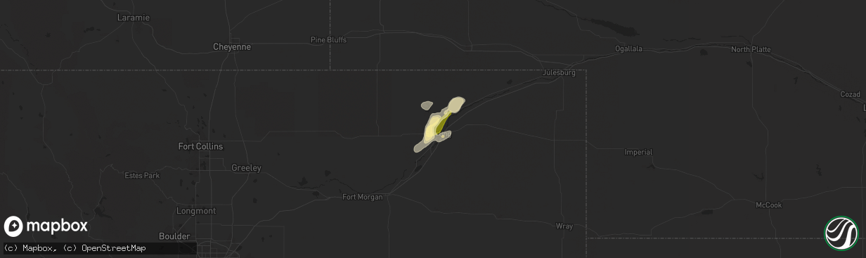 Hail map in Sterling, CO on June 25, 2014