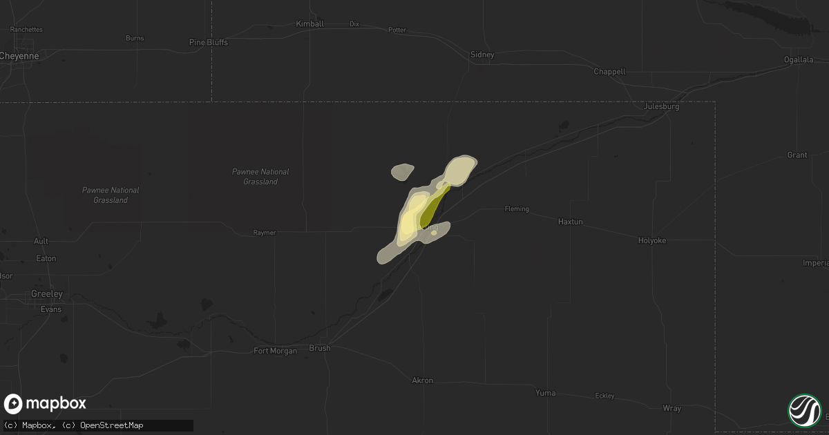 Hail map in Sterling, CO on June 25, 2014