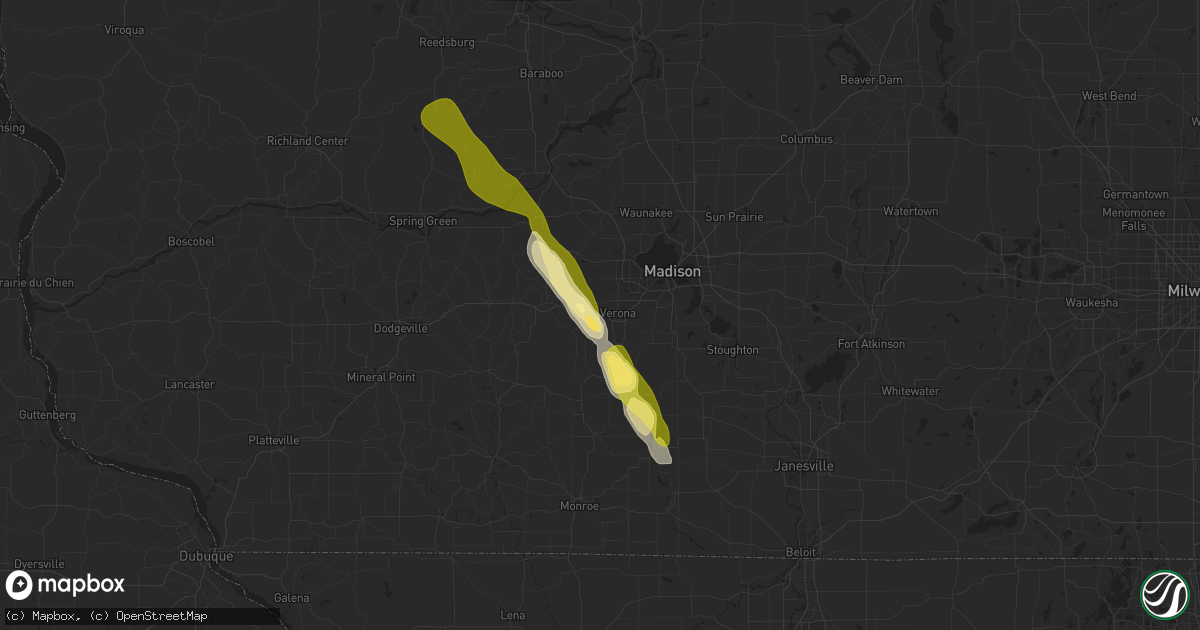Hail map in Verona, WI on June 25, 2014