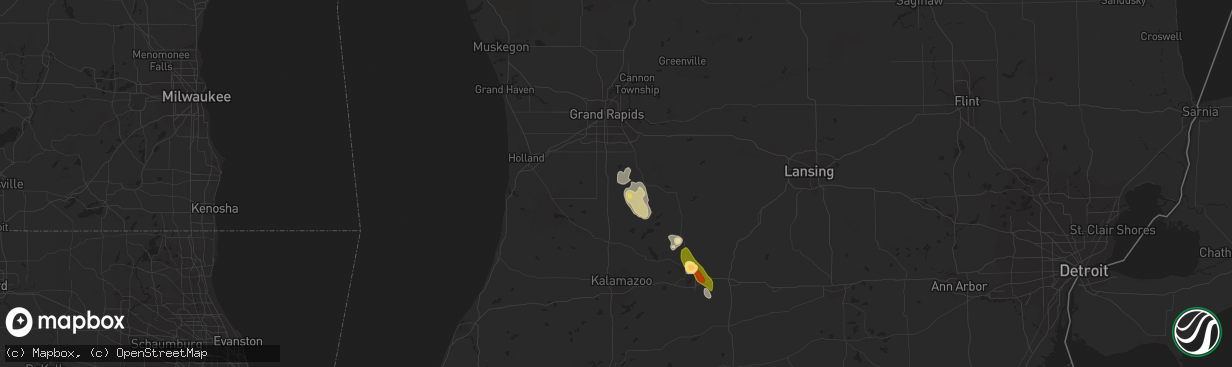 Hail map in Wayland, MI on June 25, 2014