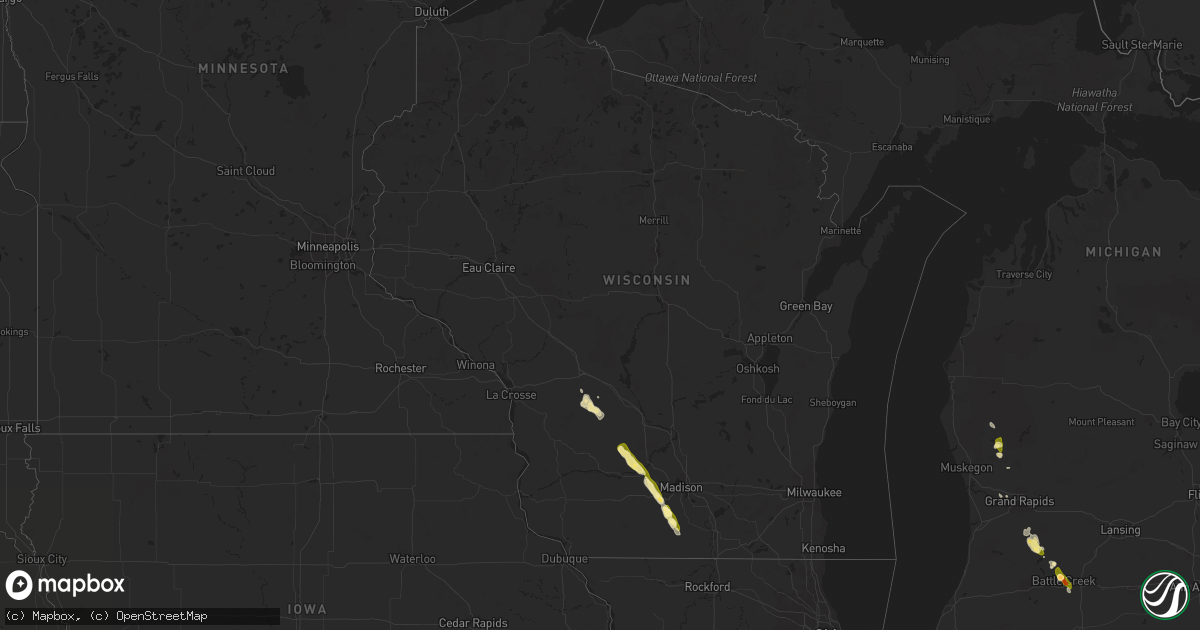 Hail map in Wisconsin on June 25, 2014