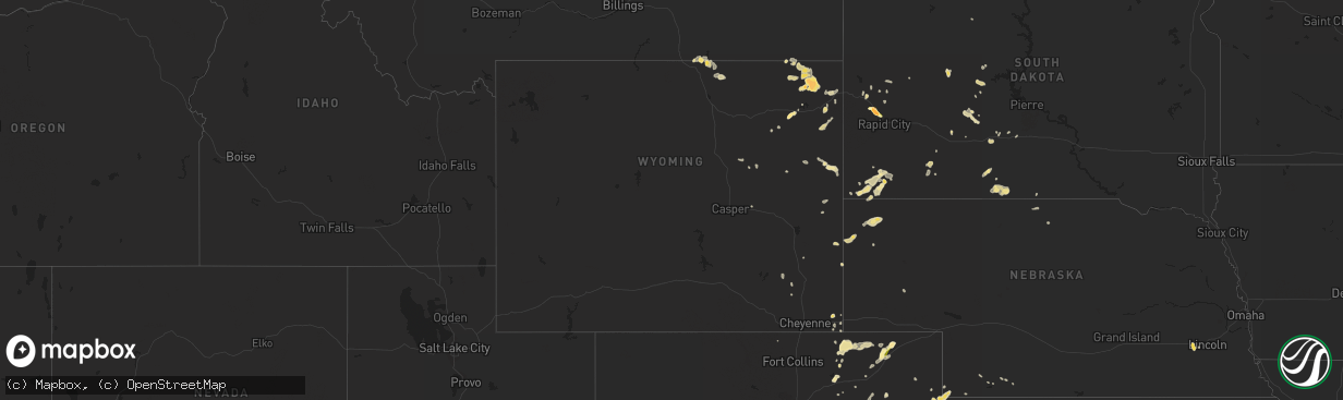 Hail map in Wyoming on June 25, 2014