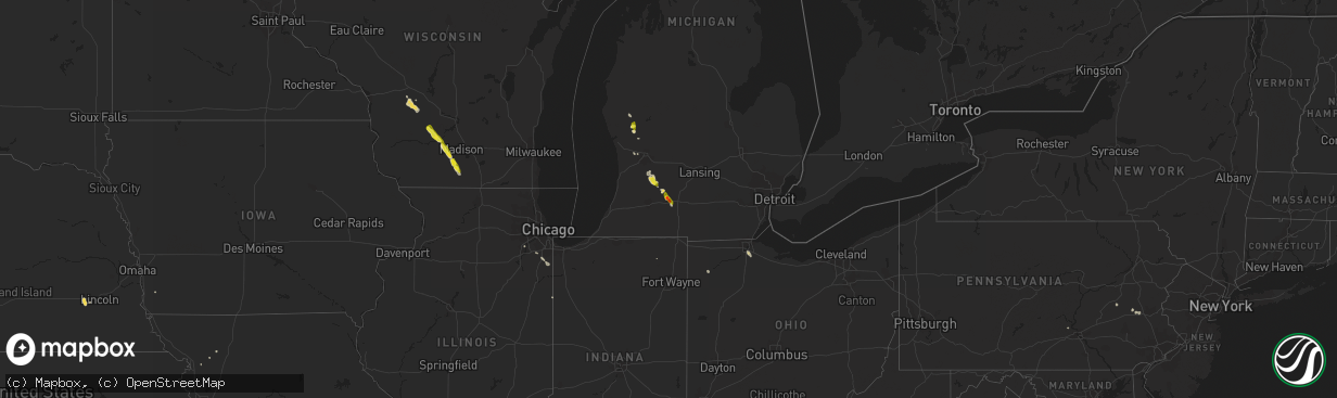 Hail map on June 25, 2014