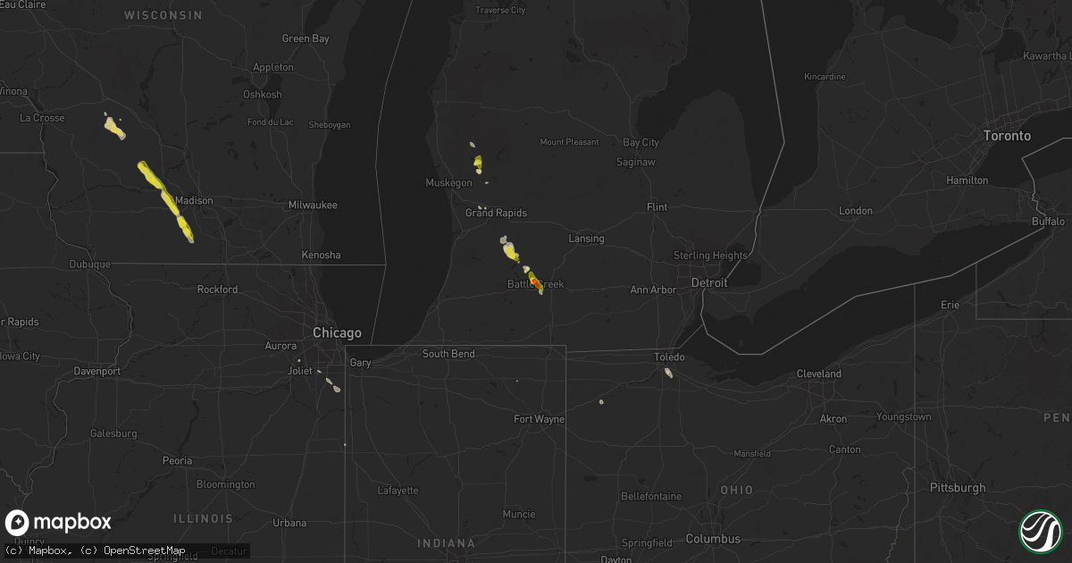 Hail map on June 25, 2014