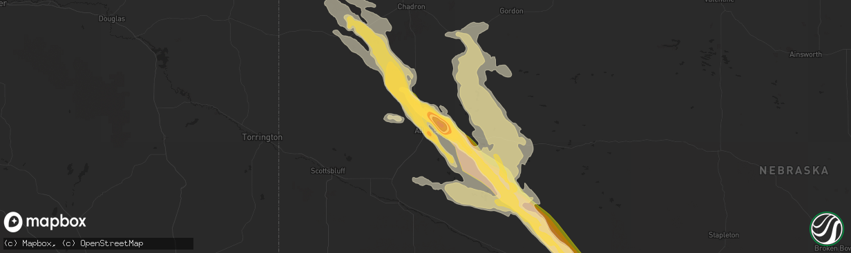 Hail map in Alliance, NE on June 25, 2015