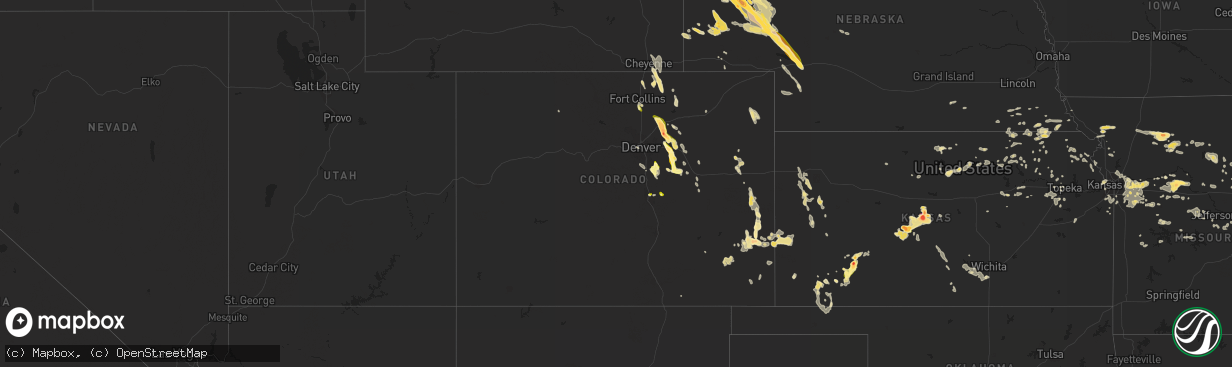 Hail map in Colorado on June 25, 2015