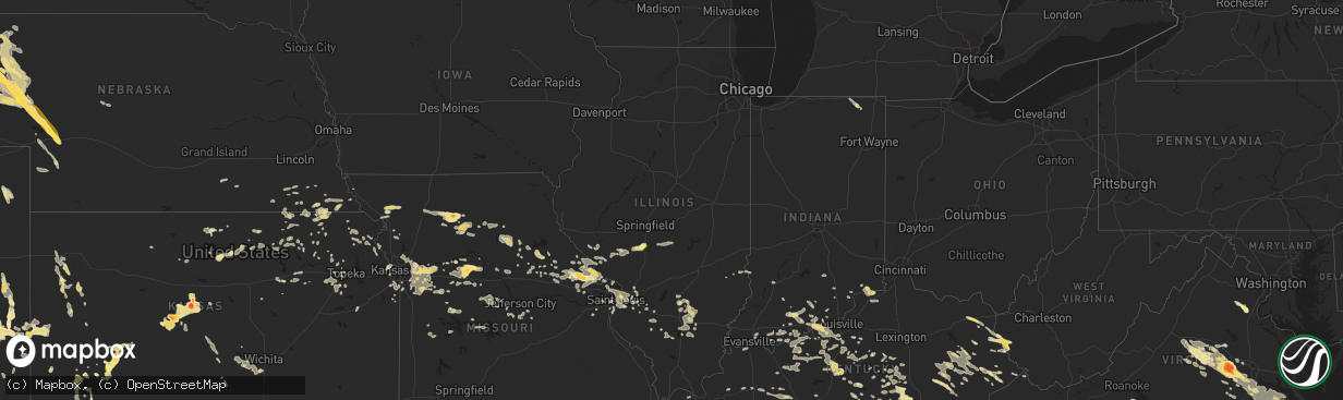 Hail map in Illinois on June 25, 2015