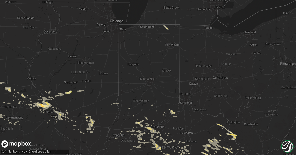 Hail map in Indiana on June 25, 2015