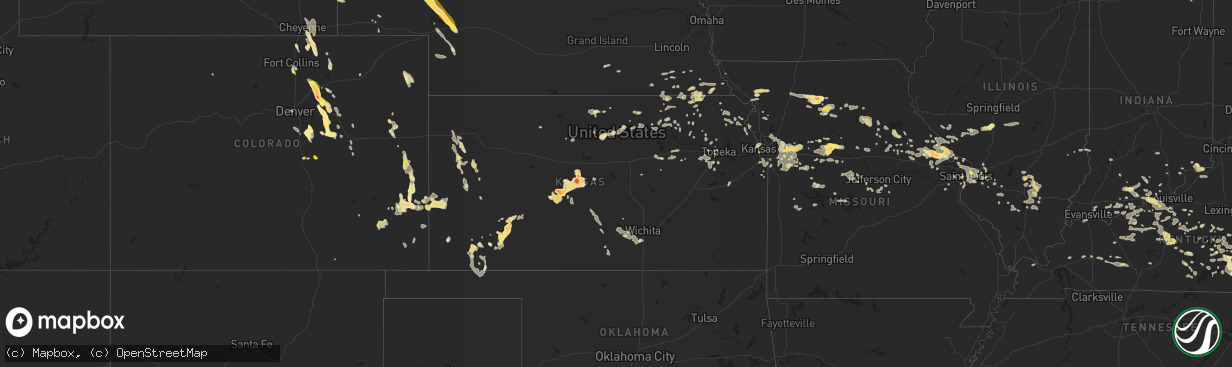 Hail map in Kansas on June 25, 2015