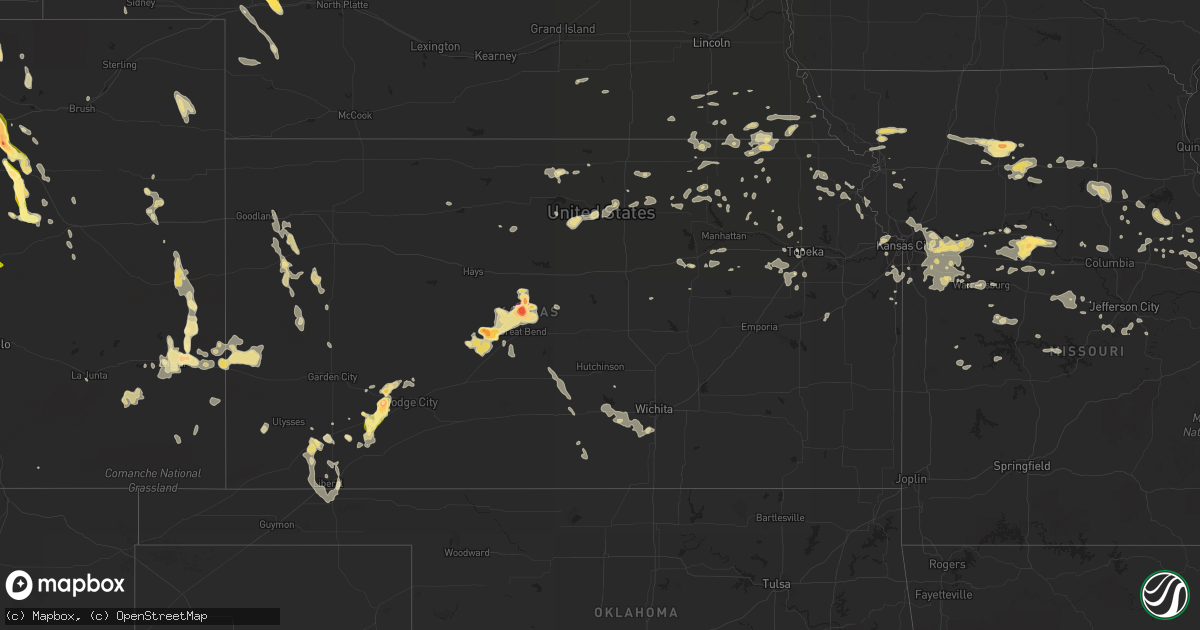 Hail map in Kansas on June 25, 2015